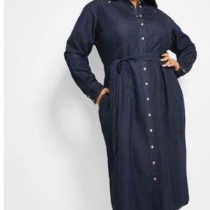 Ashley Stewart Belted Denim Dress
